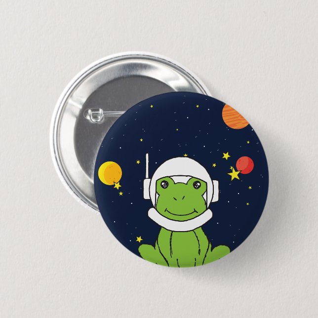 Frog Astronaut Animal With Space Helmet Clipart Button (Front & Back)