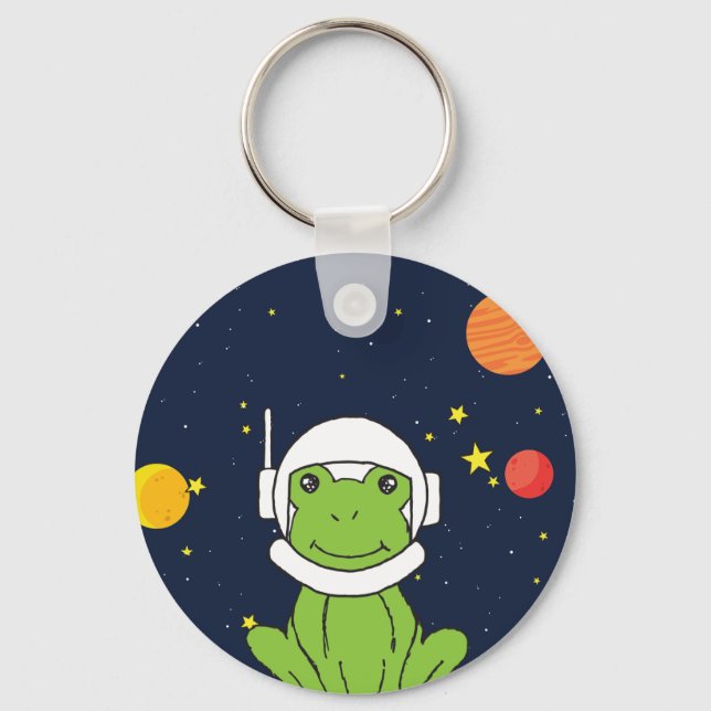 Frog Astronaut Animal With Space Helmet Clipart Keychain (Front)