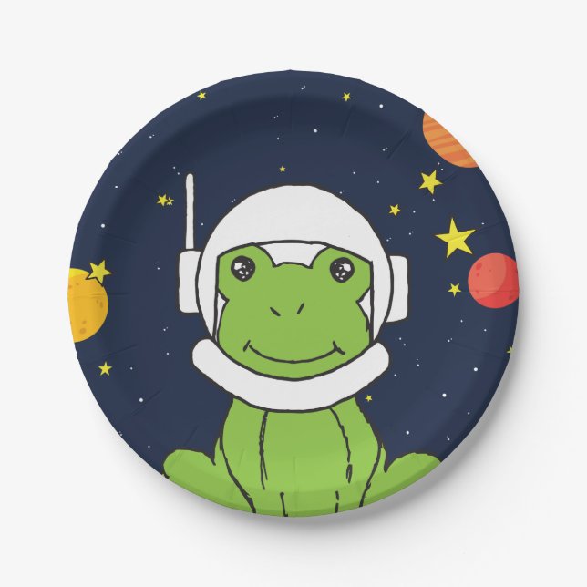 Frog Astronaut Animal With Space Helmet Clipart Paper Plates (Front)