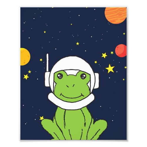 Frog Astronaut Animal With Space Helmet Clipart Photo Print