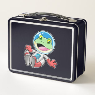 Frog Astronaut Costume Space Metal Lunch Box