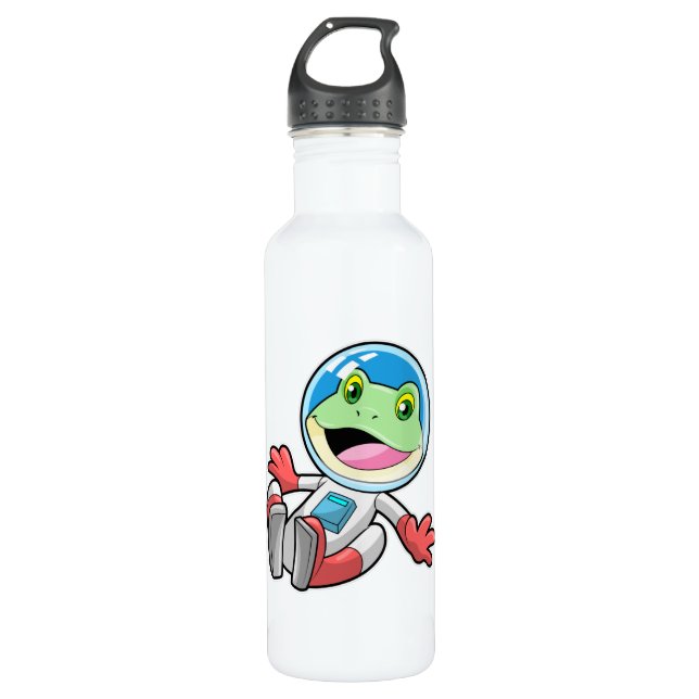 Frog Astronaut Costume Space Stainless Steel Water Bottle (Front)