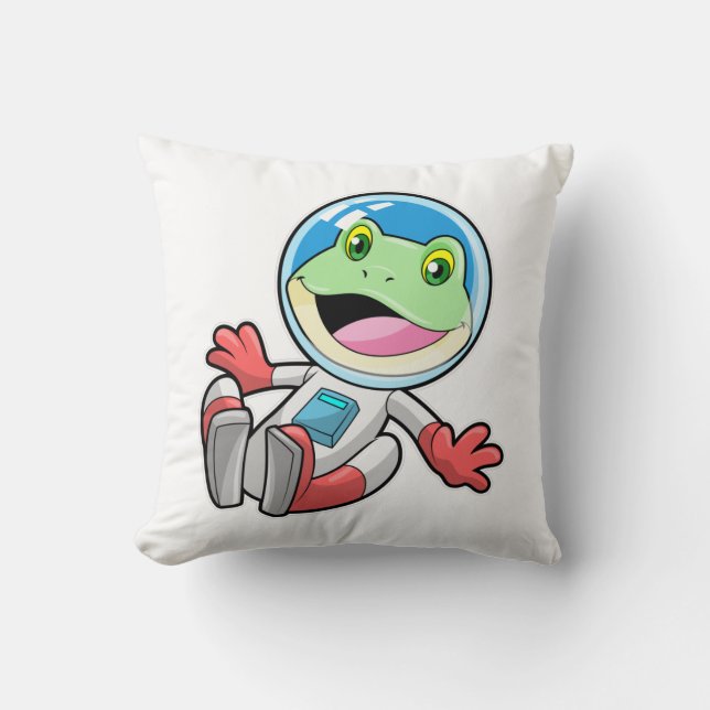 Frog Astronaut Costume Space Throw Pillow (Front)