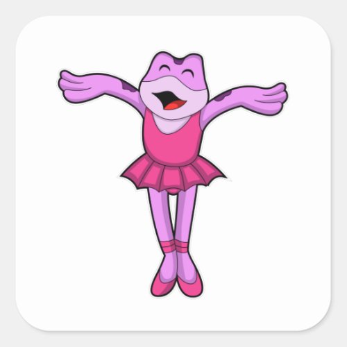 Frog at Ballet Dance with Skirt Square Sticker