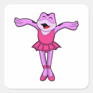 Frog at Ballet Dance with Skirt Square Sticker