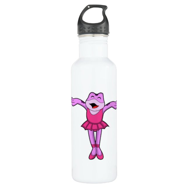 Frog at Ballet Dance with Skirt Stainless Steel Water Bottle (Front)
