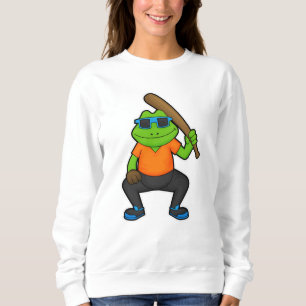 Frog at Baseball with Baseball bat & Sunglasses Sweatshirt