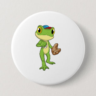 Frog at Baseball with Baseball glove Button