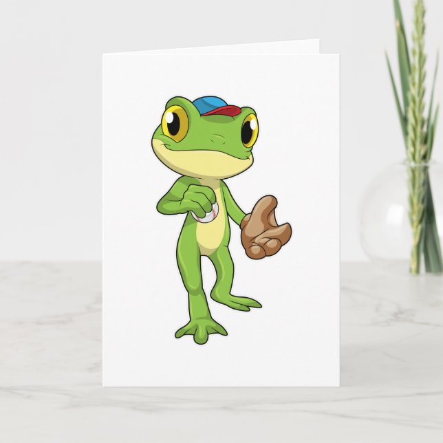 Frog at Baseball with Baseball glove Card (Front)