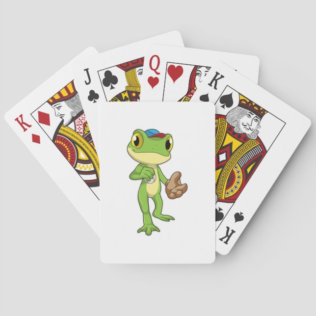 Frog at Baseball with Baseball glove Poker Cards (Back)