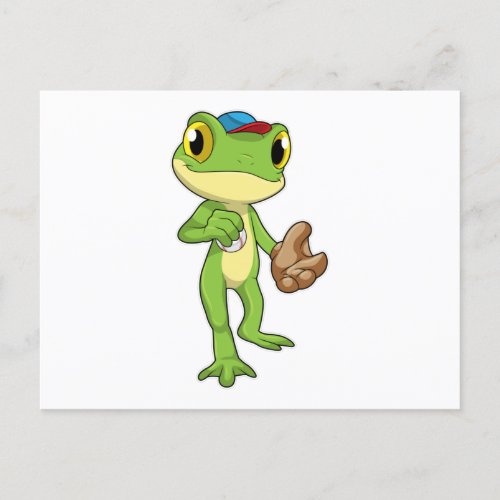 Frog at Baseball with Baseball glove Postcard