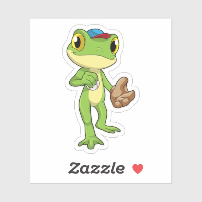Frog at Baseball with Baseball glove Sticker (Sheet)