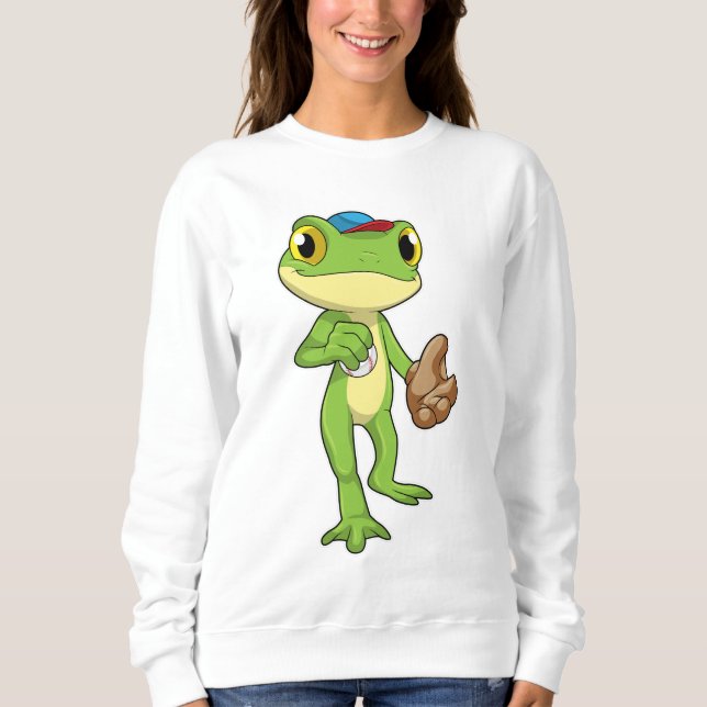Frog at Baseball with Baseball glove Sweatshirt (Front)