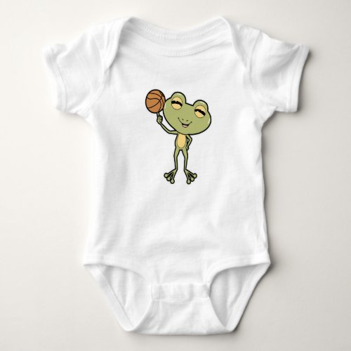 Frog at Basketball Sports Baby Bodysuit