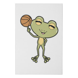 Frog at Basketball Sports Faux Canvas Print