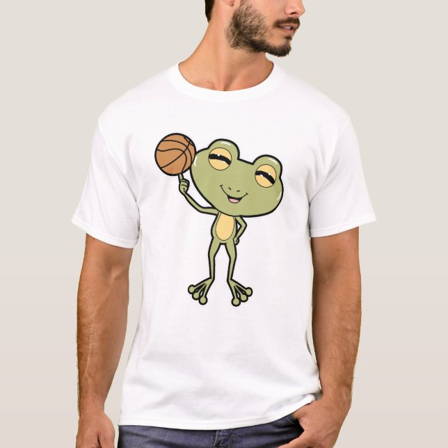 Frog at Basketball Sports T-Shirt (Front)