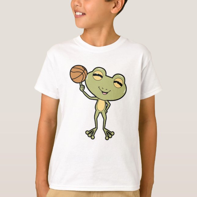 Frog at Basketball Sports T-Shirt (Front)