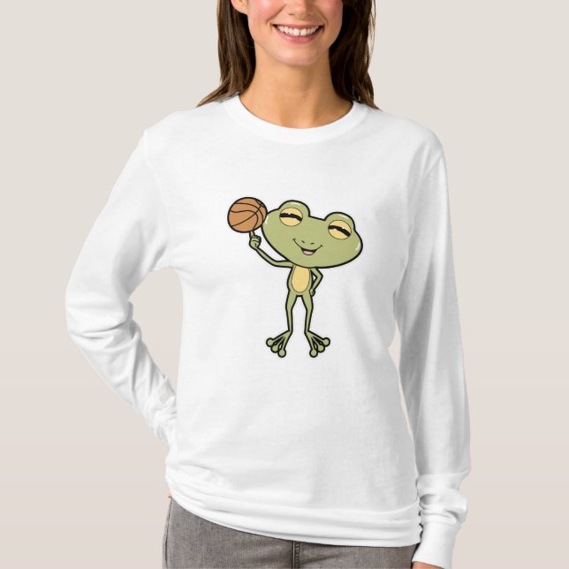 Frog at Basketball Sports T-Shirt (Front)