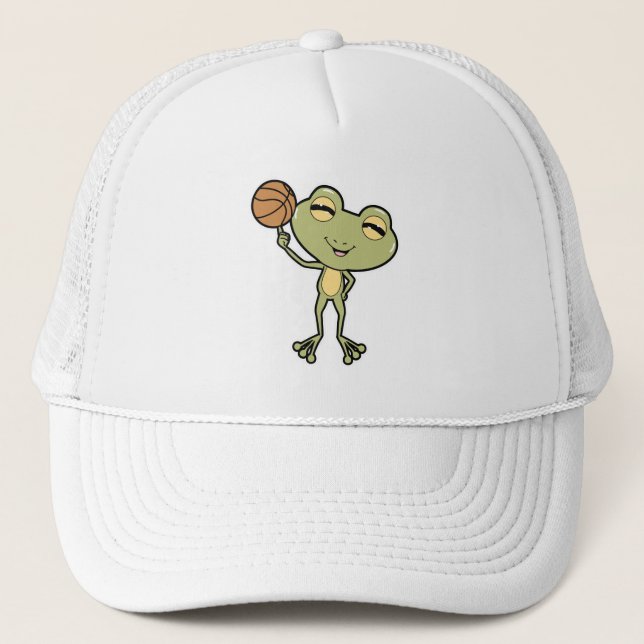 Frog at Basketball Sports Trucker Hat (Front)