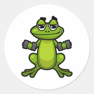 Frog at Biceps training with Dumbbells Classic Round Sticker
