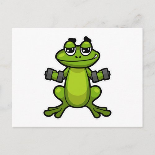 Frog at Biceps training with Dumbbells Postcard