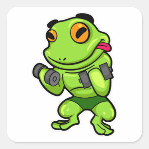 Frog at Biceps training with Dumbbells Square Sticker