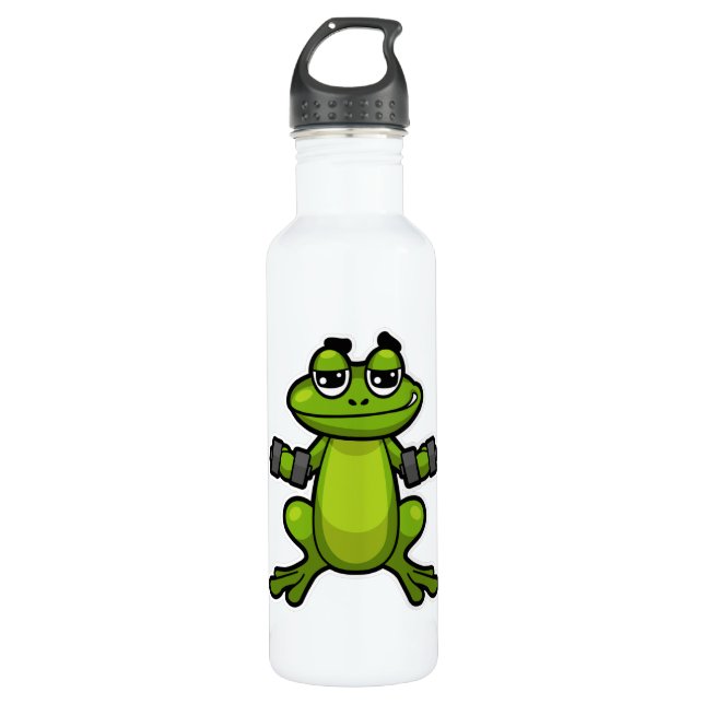 Frog at Biceps training with Dumbbells Stainless Steel Water Bottle (Front)