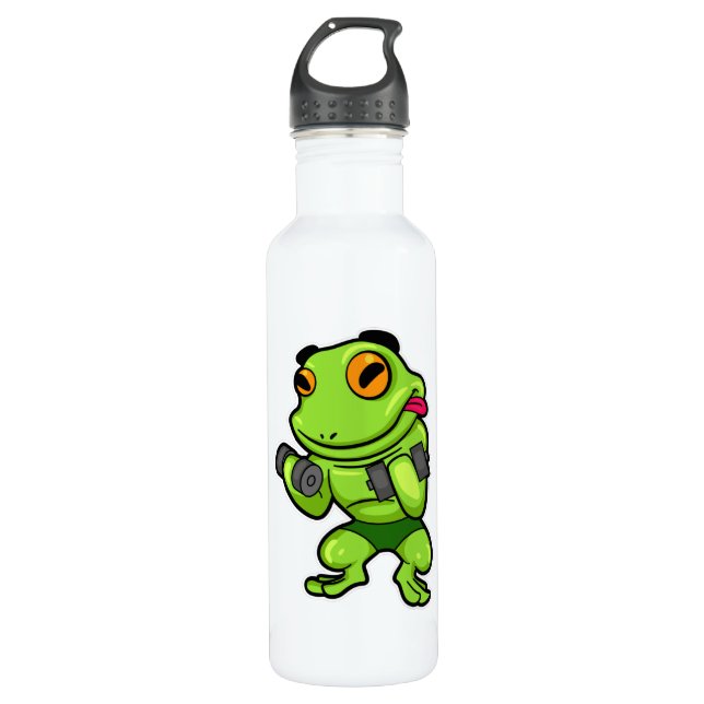 Frog at Biceps training with Dumbbells Stainless Steel Water Bottle (Front)