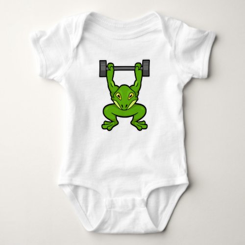 Frog at Bodybuilding with Barbell Baby Bodysuit