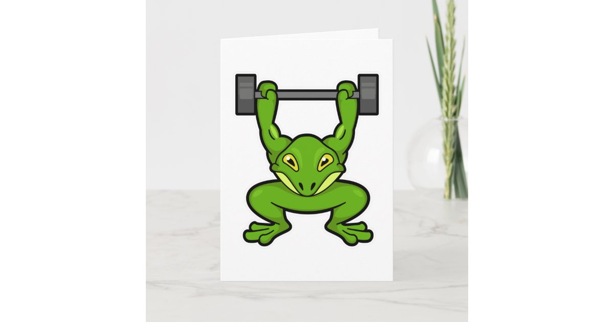 Frog at Bodybuilding with Barbell Card | Zazzle
