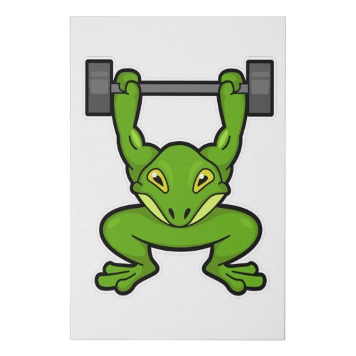 Frog at Bodybuilding with Barbell Faux Canvas Print