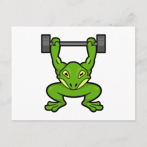 Frog at Bodybuilding with Barbell Postcard