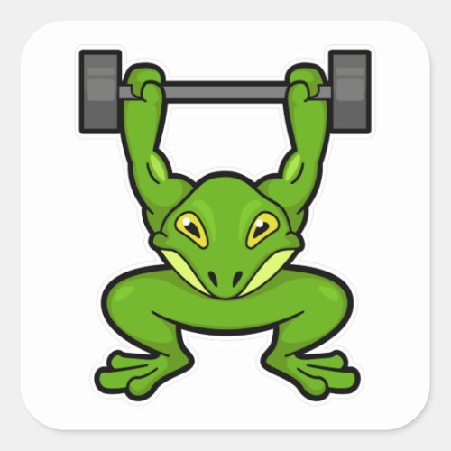 Frog at Bodybuilding with Barbell Square Sticker