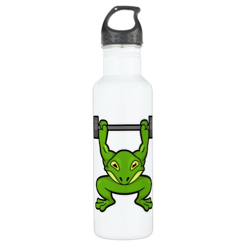 Frog at Bodybuilding with Barbell Stainless Steel Water Bottle