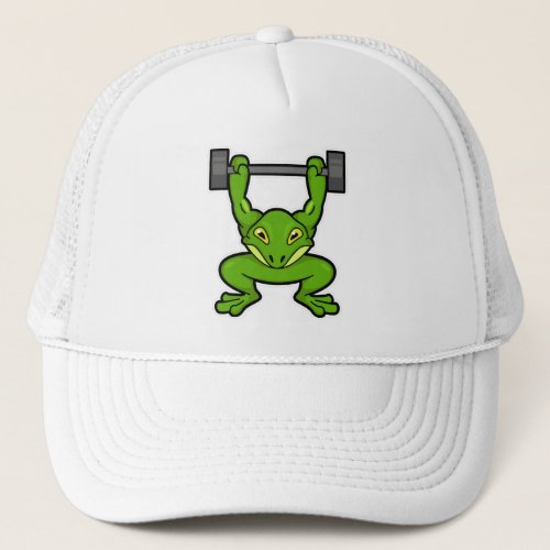 Frog at Bodybuilding with Barbell Trucker Hat