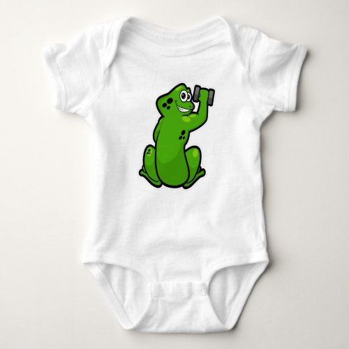 Frog at Bodybuilding with Dumbbell Baby Bodysuit