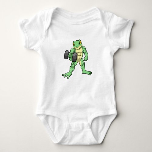 Frog at Bodybuilding with Dumbbell Baby Bodysuit