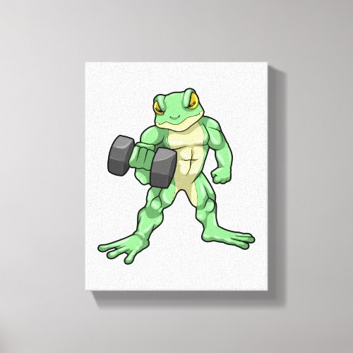 Frog at Bodybuilding with Dumbbell Canvas Print