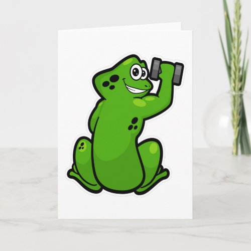 Frog at Bodybuilding with Dumbbell Card