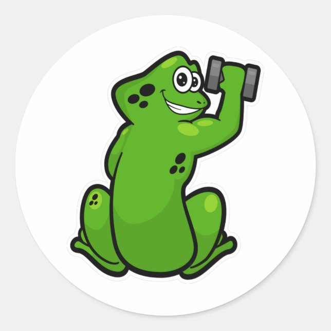 Frog at Bodybuilding with Dumbbell Classic Round Sticker (Front)