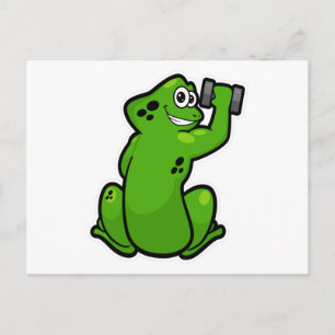 Frog at Bodybuilding with Dumbbell Postcard