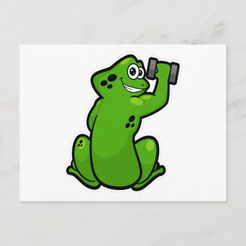 Frog at Bodybuilding with Dumbbell Postcard