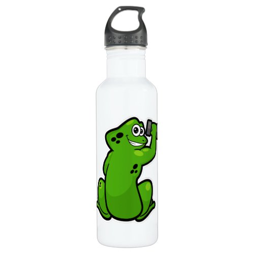 Frog at Bodybuilding with Dumbbell Stainless Steel Water Bottle