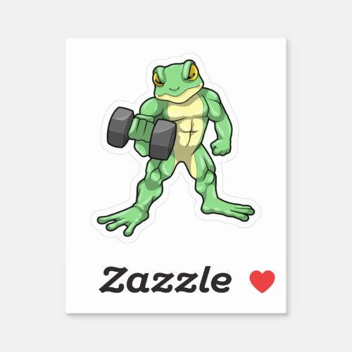 Frog at Bodybuilding with Dumbbell Sticker