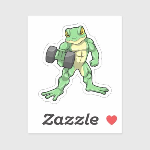 Frog at Bodybuilding with Dumbbell Sticker