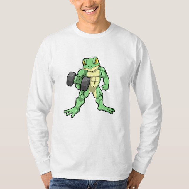Frog at Bodybuilding with Dumbbell T-Shirt (Front)