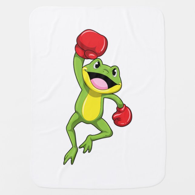 Frog at Boxing with Boxing gloves Baby Blanket (Front)