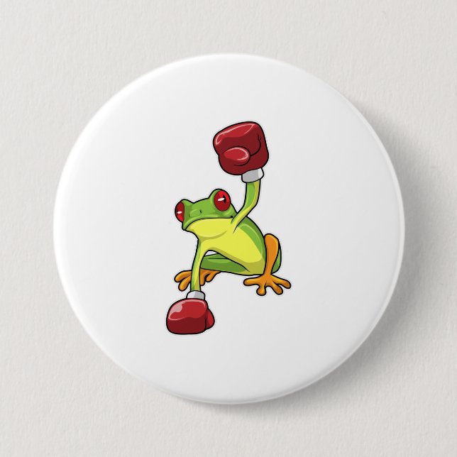 Frog at Boxing with Boxing gloves Button (Front)