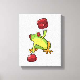Frog at Boxing with Boxing gloves Canvas Print