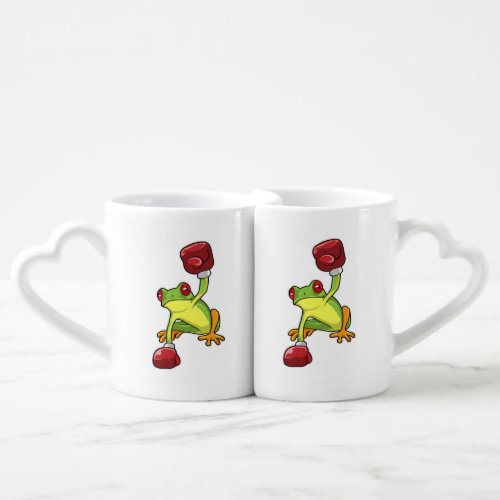 Frog at Boxing with Boxing gloves Coffee Mug Set